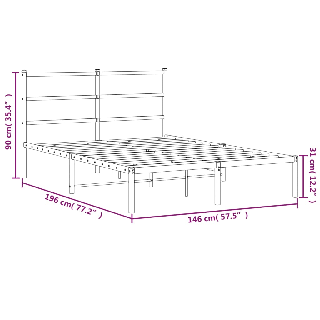 Cadre de lit métal sans matelas et tête de lit blanc 140x190 cm - XIOS