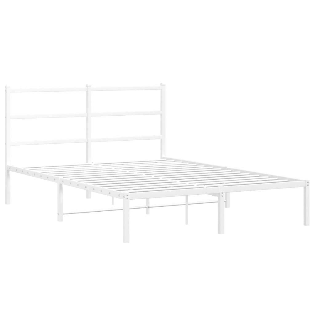 Cadre de lit métal sans matelas et tête de lit blanc 140x200 cm - XIOS