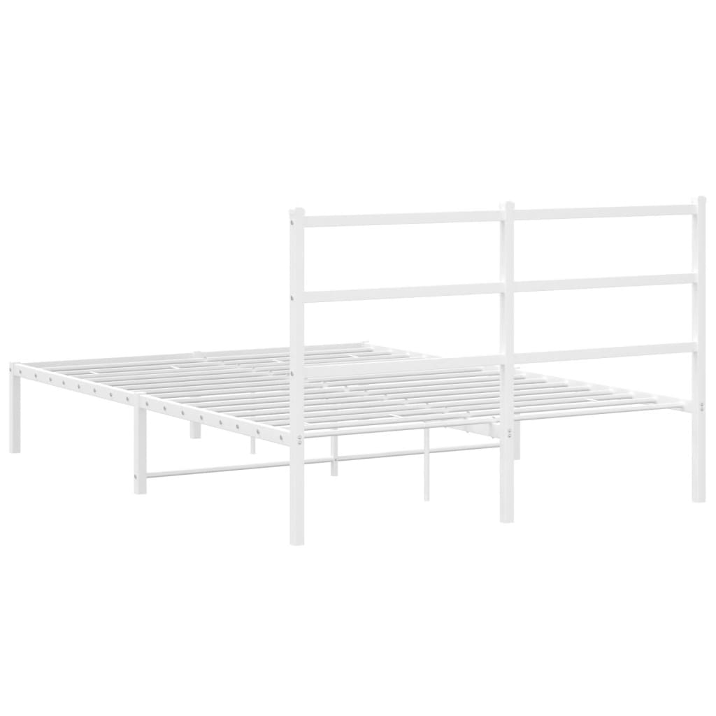 Cadre de lit métal sans matelas et tête de lit blanc 140x200 cm - XIOS