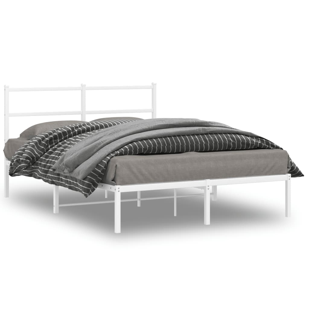 Cadre de lit métal sans matelas et tête de lit blanc 140x200 cm - XIOS
