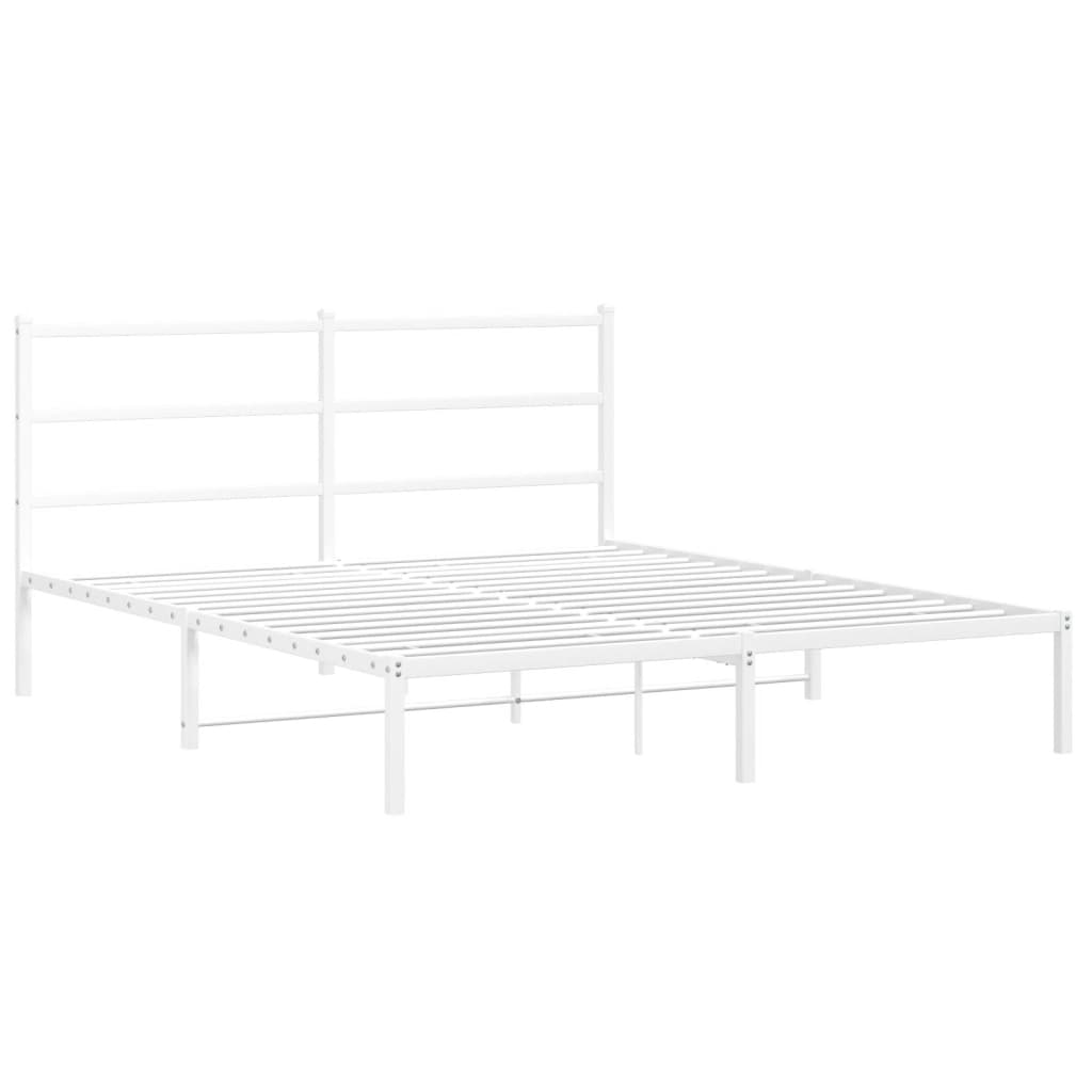 Cadre de lit métal sans matelas et tête de lit blanc 150x200 cm - XIOS