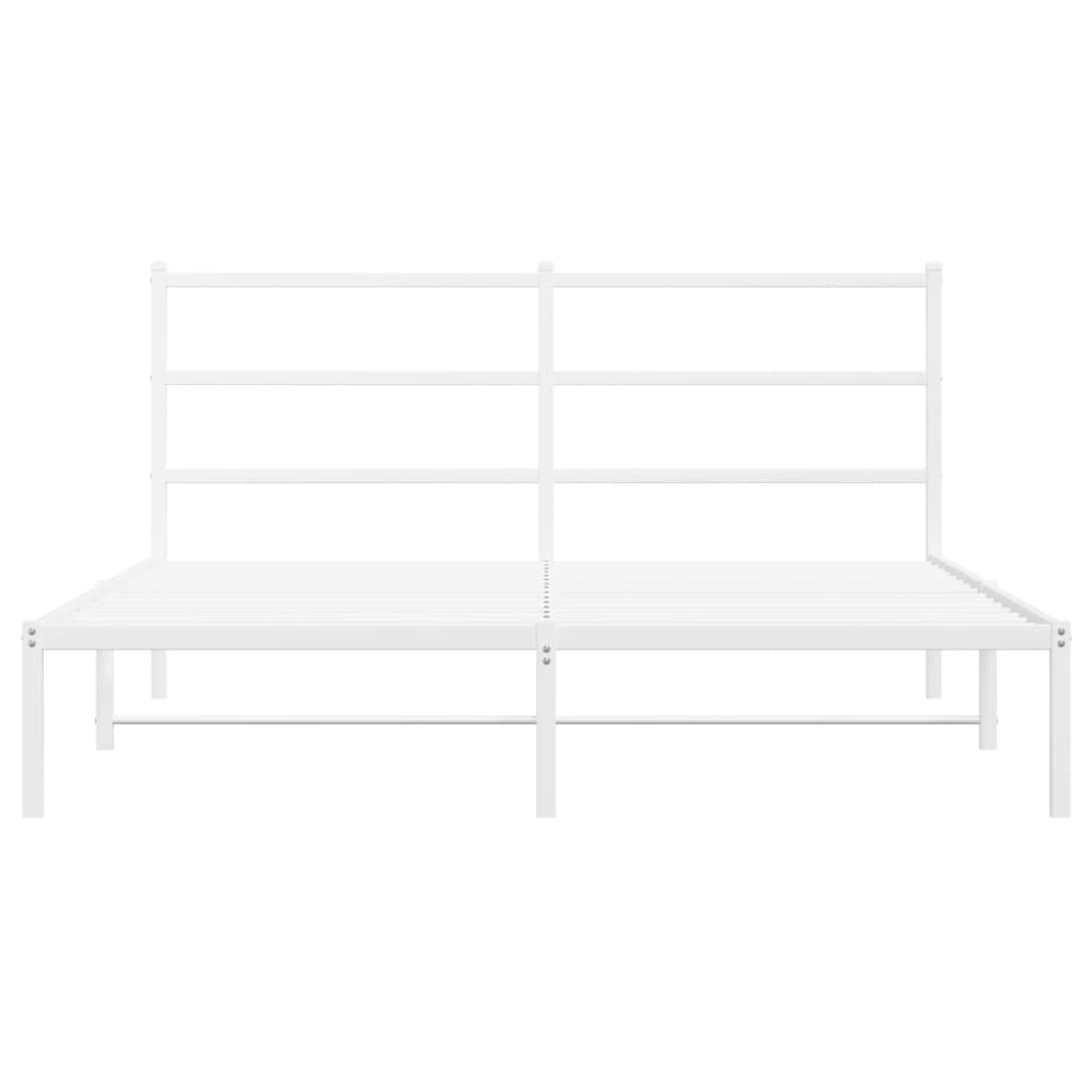 Cadre de lit métal sans matelas et tête de lit blanc 160x200 cm - XIOS