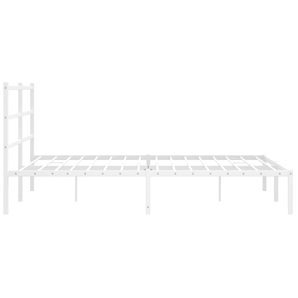 Cadre de lit métal sans matelas et tête de lit blanc 160x200 cm - XIOS