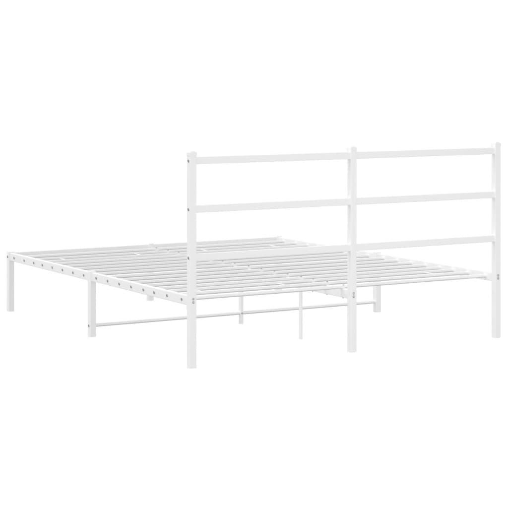 Cadre de lit métal sans matelas et tête de lit blanc 160x200 cm - XIOS