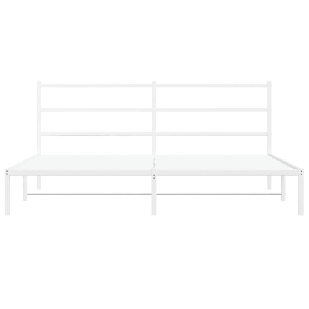 Cadre de lit métal sans matelas et tête de lit blanc 180x200 cm - XIOS