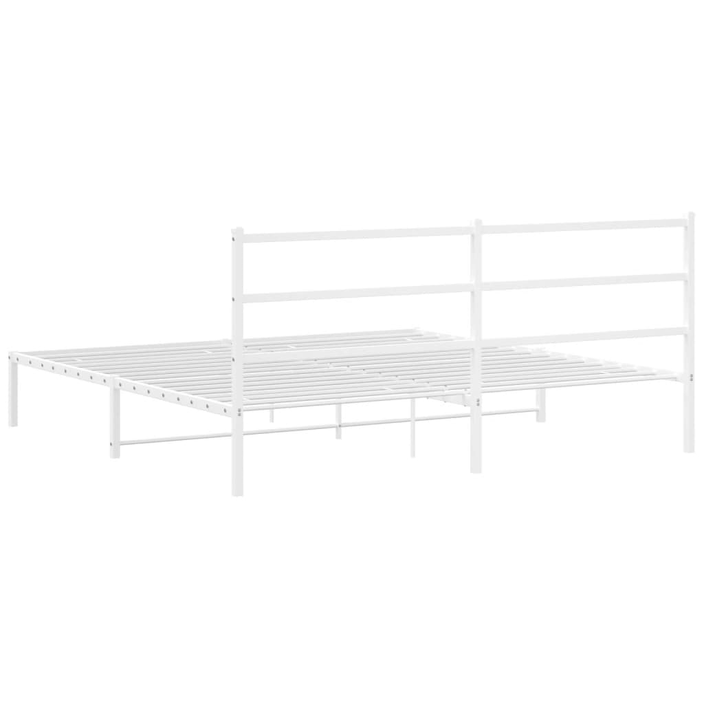 Cadre de lit métal sans matelas et tête de lit blanc 183x213 cm - XIOS