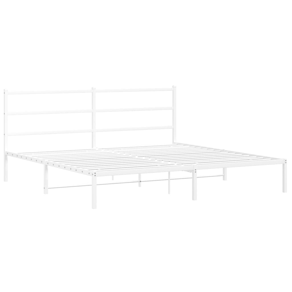 Cadre de lit métal sans matelas et tête de lit blanc 193x203 cm - XIOS