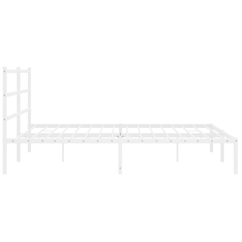 Cadre de lit métal sans matelas et tête de lit blanc 193x203 cm - XIOS