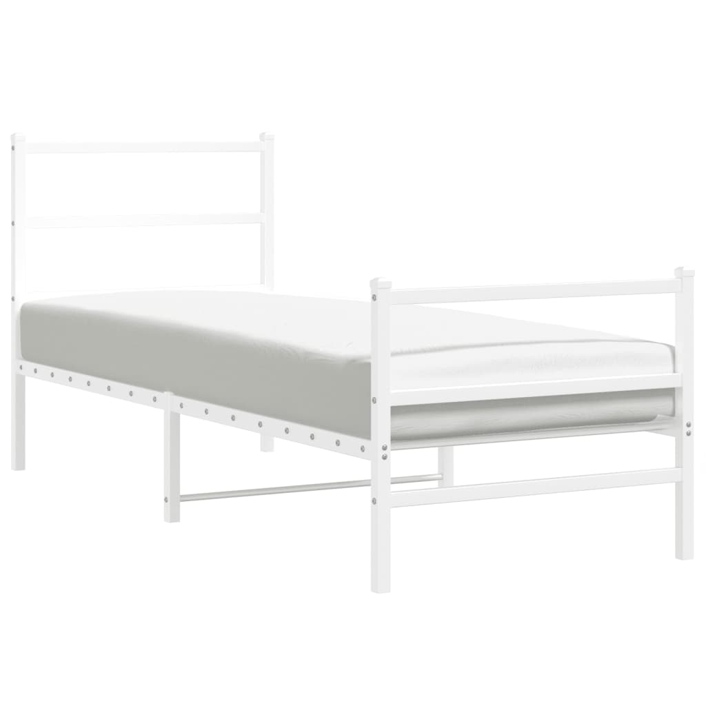 Cadre de lit métal sans matelas avec pied de lit blanc 80x200cm - XIOS