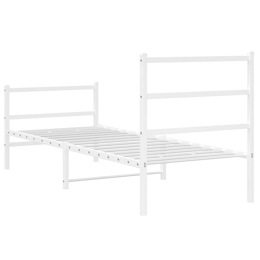 Cadre de lit métal sans matelas avec pied de lit blanc 80x200cm - XIOS