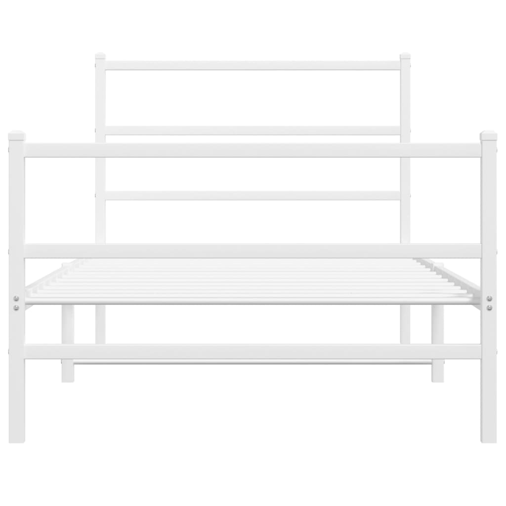 Cadre de lit métal sans matelas et pied de lit blanc 100x190 cm - XIOS