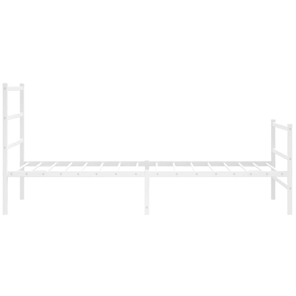 Cadre de lit métal sans matelas et pied de lit blanc 100x190 cm - XIOS