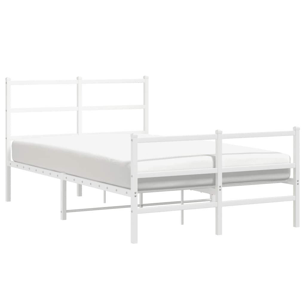 Cadre de lit métal sans matelas et pied de lit blanc 120x190 cm - XIOS