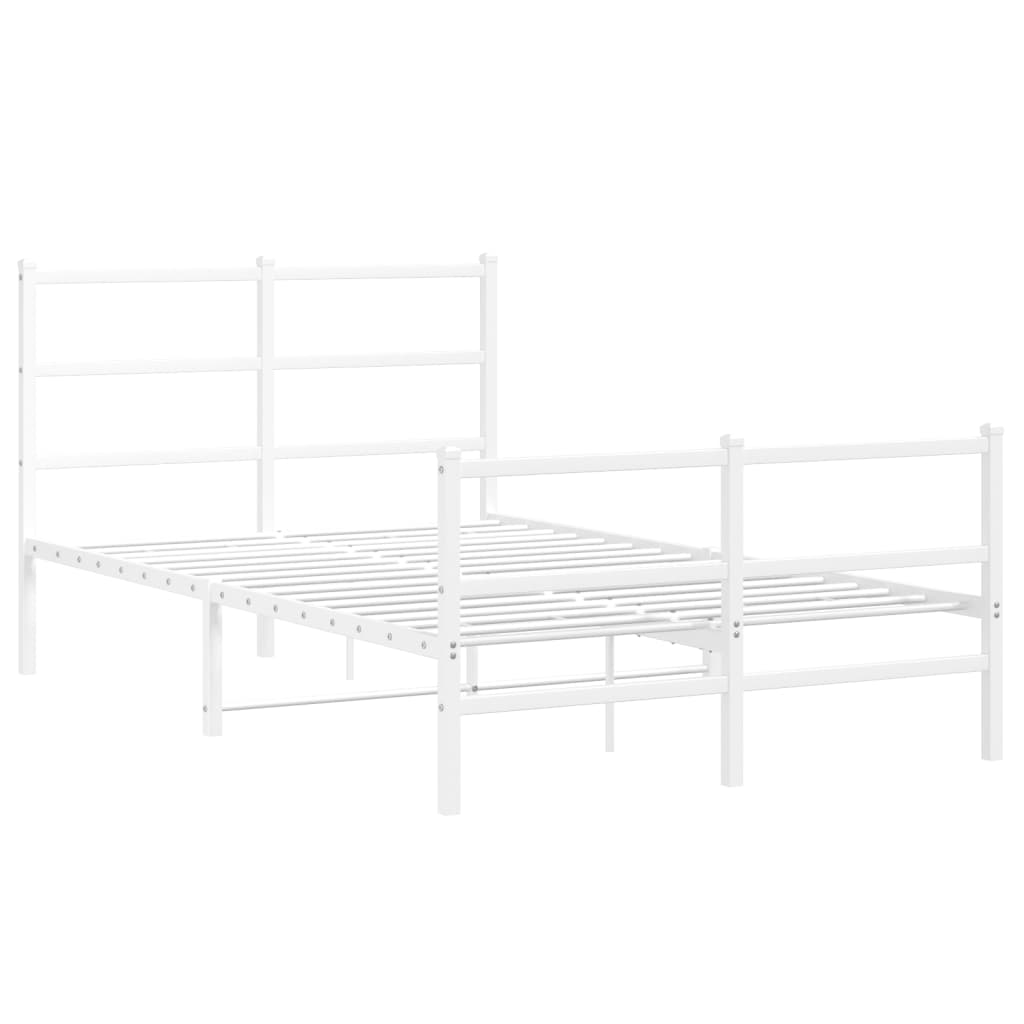 Cadre de lit métal sans matelas et pied de lit blanc 120x200 cm - XIOS