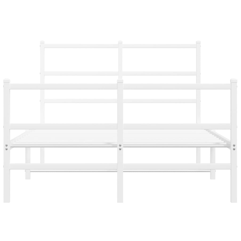 Cadre de lit métal sans matelas et pied de lit blanc 120x200 cm - XIOS