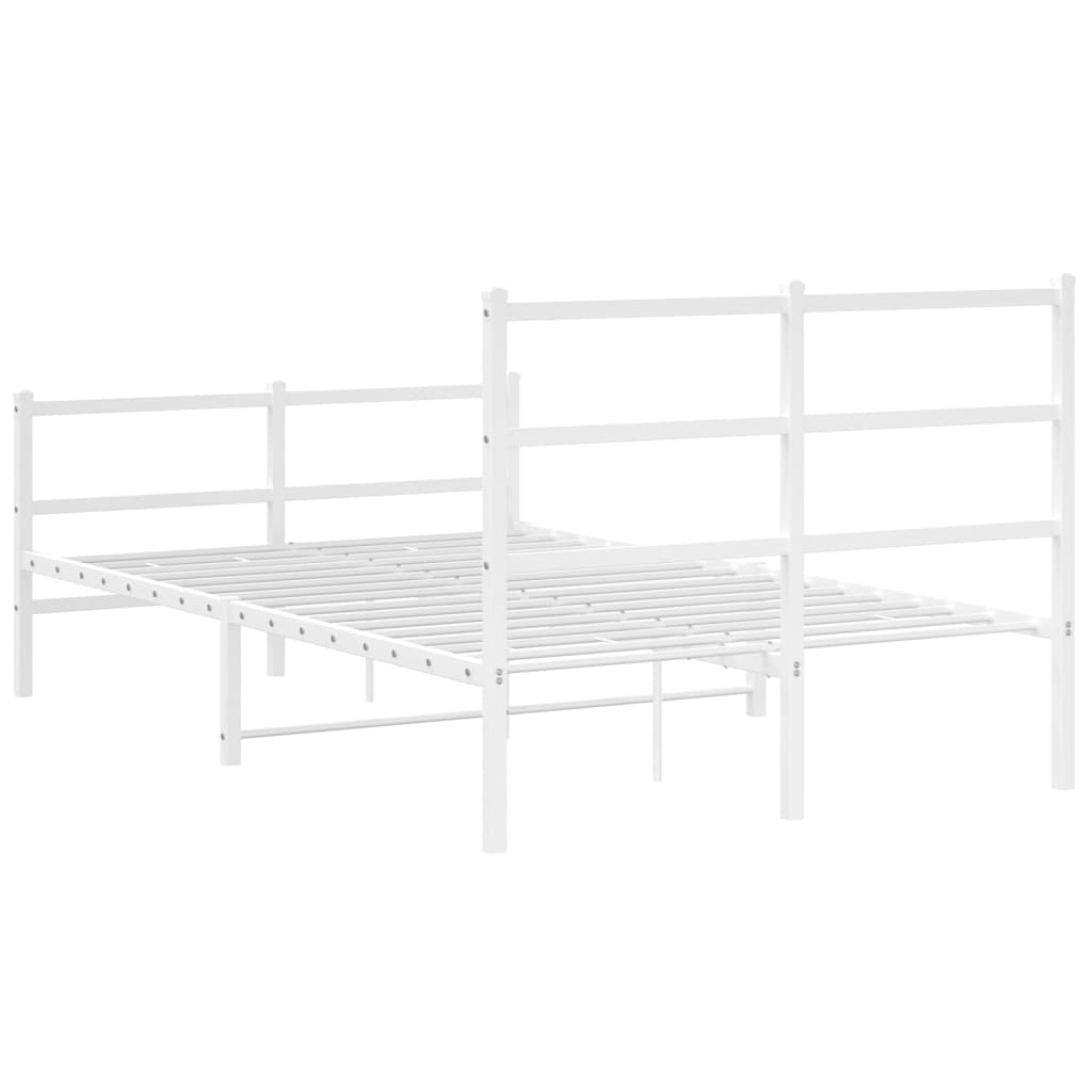 Cadre de lit métal sans matelas et pied de lit blanc 120x200 cm - XIOS