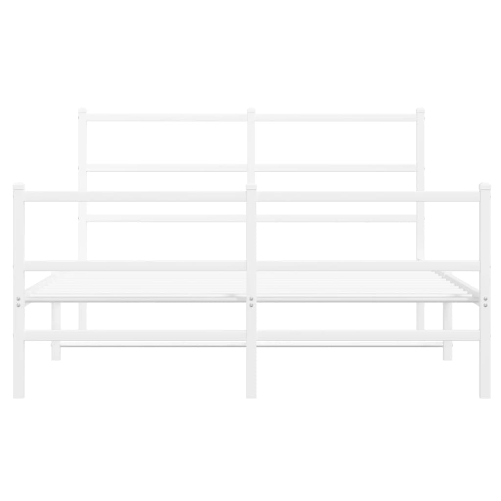 Cadre de lit métal sans matelas et pied de lit blanc 140x190 cm - XIOS