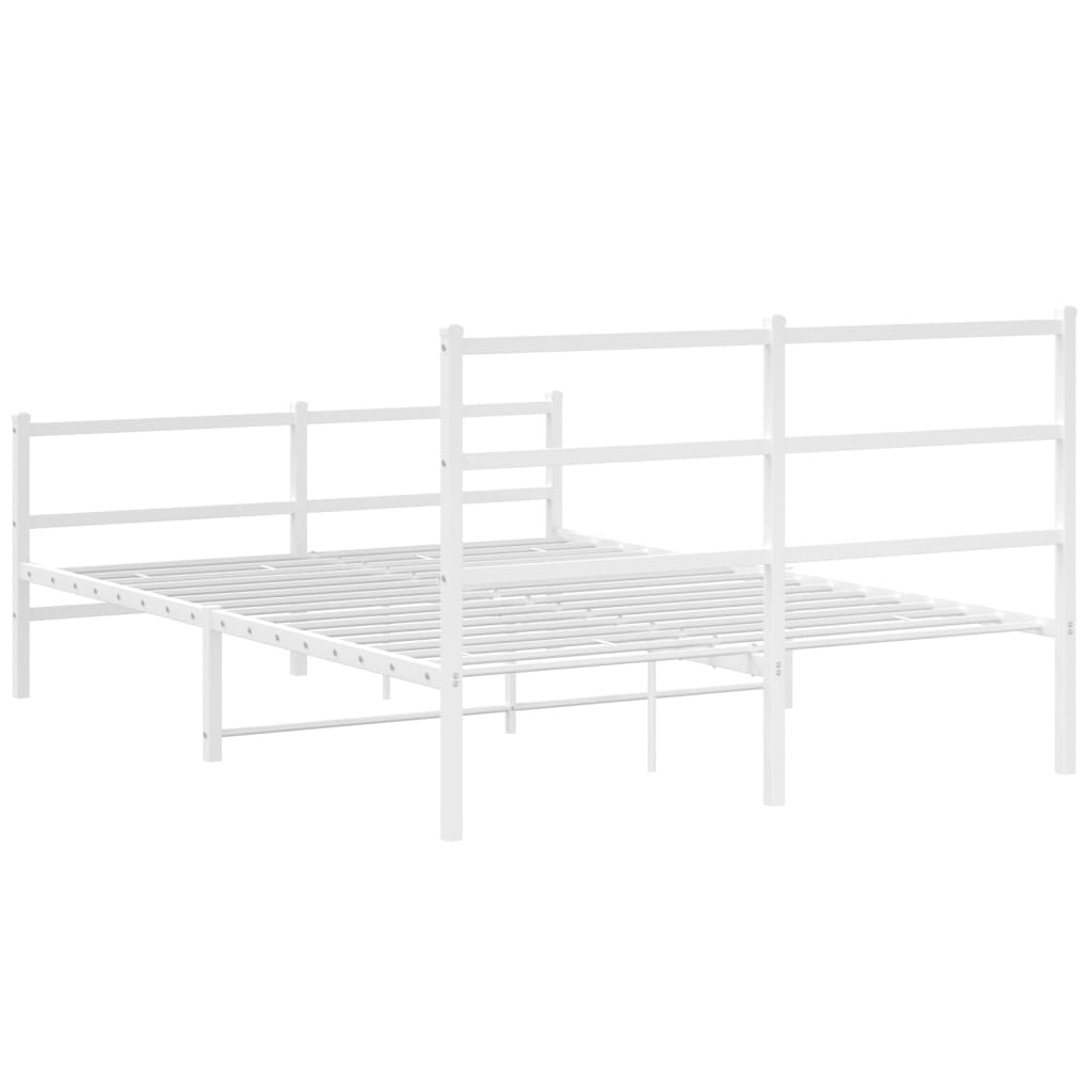 Cadre de lit métal sans matelas et pied de lit blanc 140x200 cm - XIOS