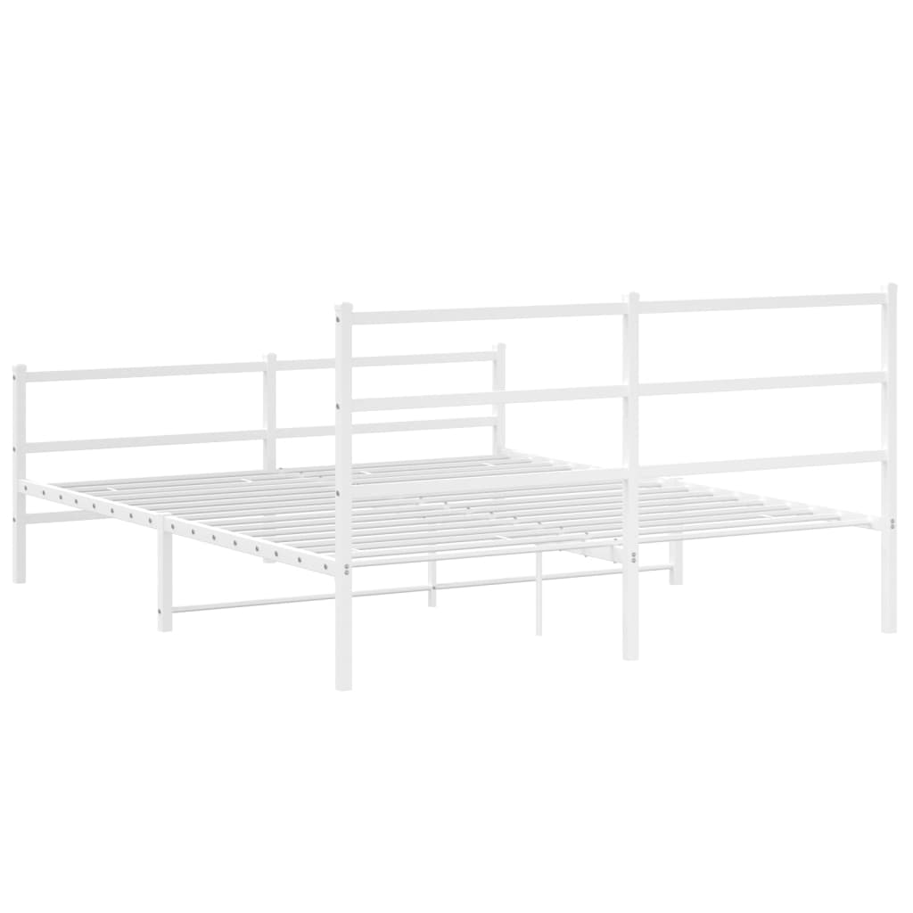 Cadre de lit métal sans matelas et pied de lit blanc 150x200 cm - XIOS