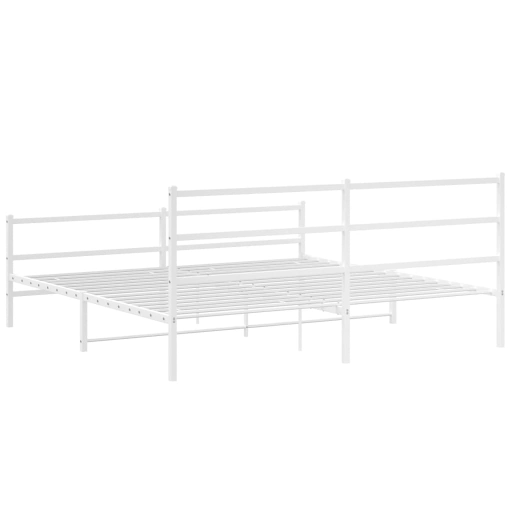 Cadre de lit métal sans matelas et pied de lit blanc 183x213 cm - XIOS
