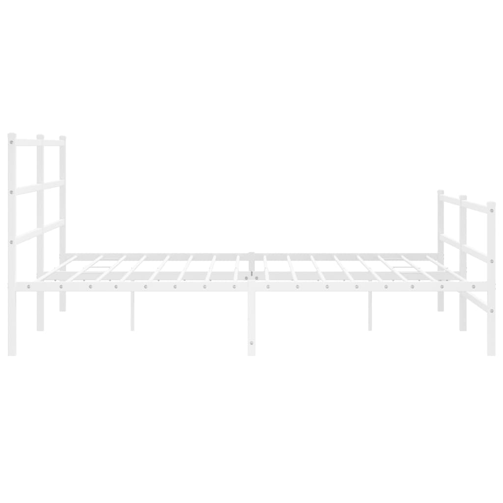 Cadre de lit métal sans matelas et pied de lit blanc 193x203 cm - XIOS