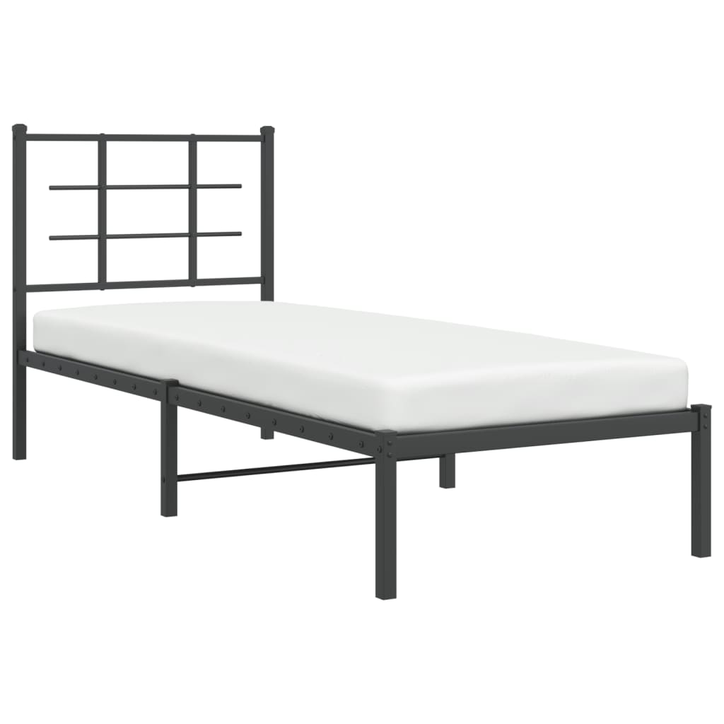 Cadre de lit métal sans matelas avec tête de lit noir 75x190 cm - XIOS