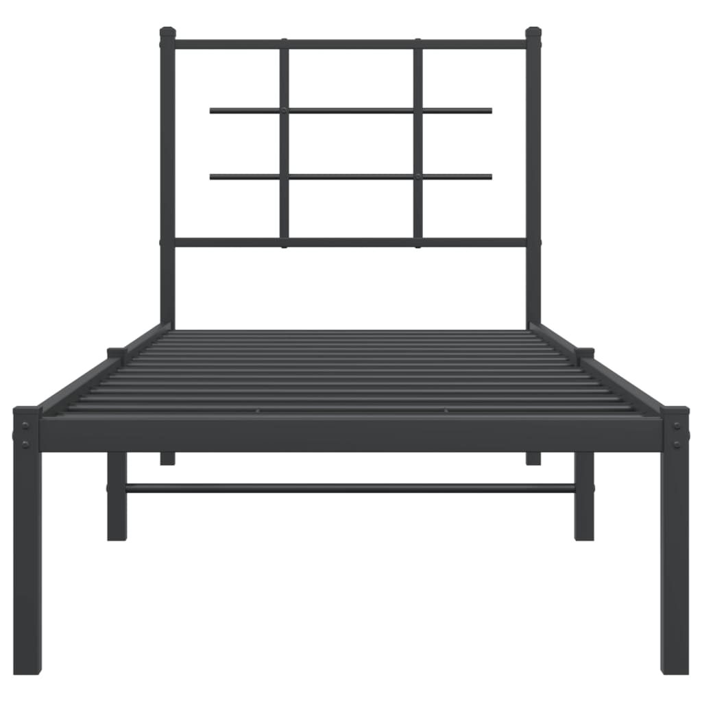 Cadre de lit métal sans matelas avec tête de lit noir 75x190 cm - XIOS