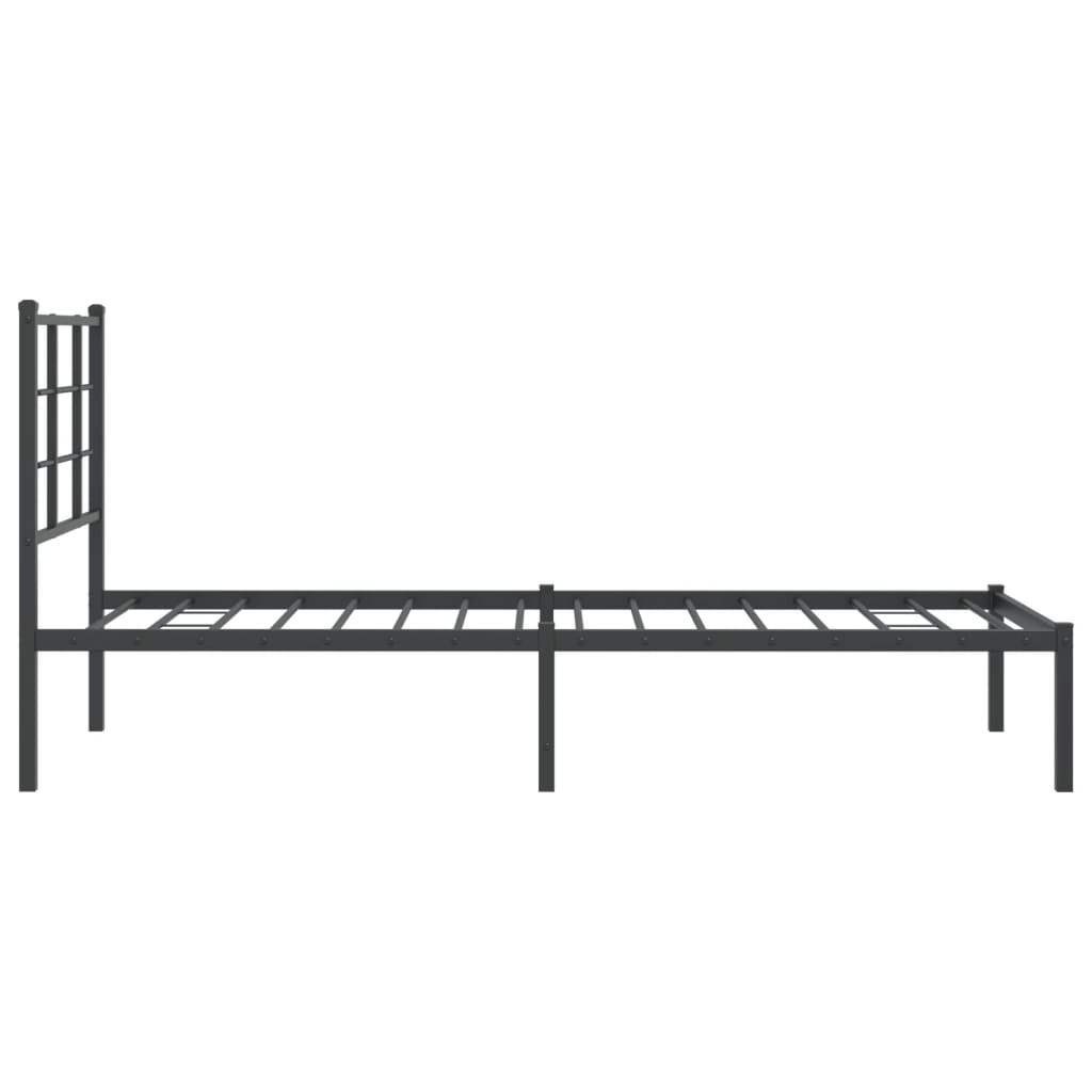 Cadre de lit métal sans matelas avec tête de lit noir 75x190 cm - XIOS