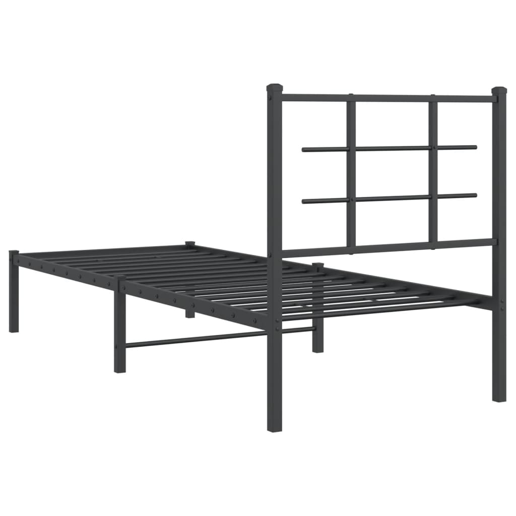 Cadre de lit métal sans matelas avec tête de lit noir 75x190 cm - XIOS