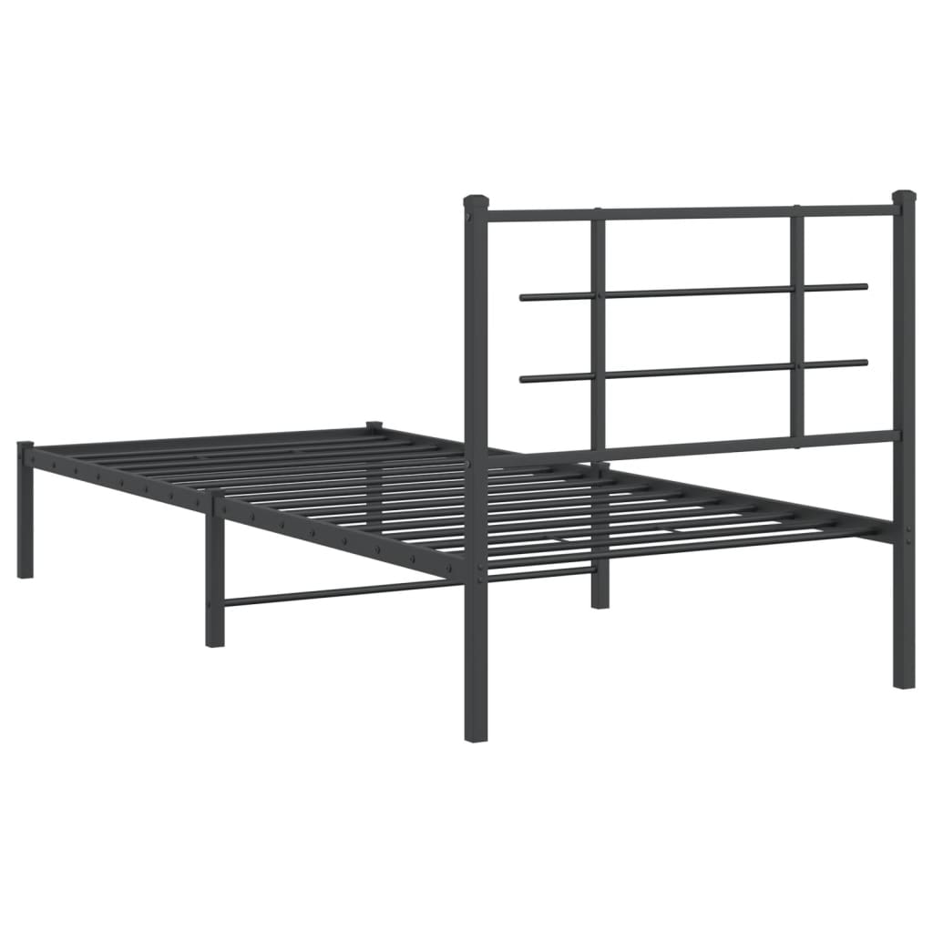 Cadre de lit métal sans matelas avec tête de lit noir 90x200 cm - XIOS