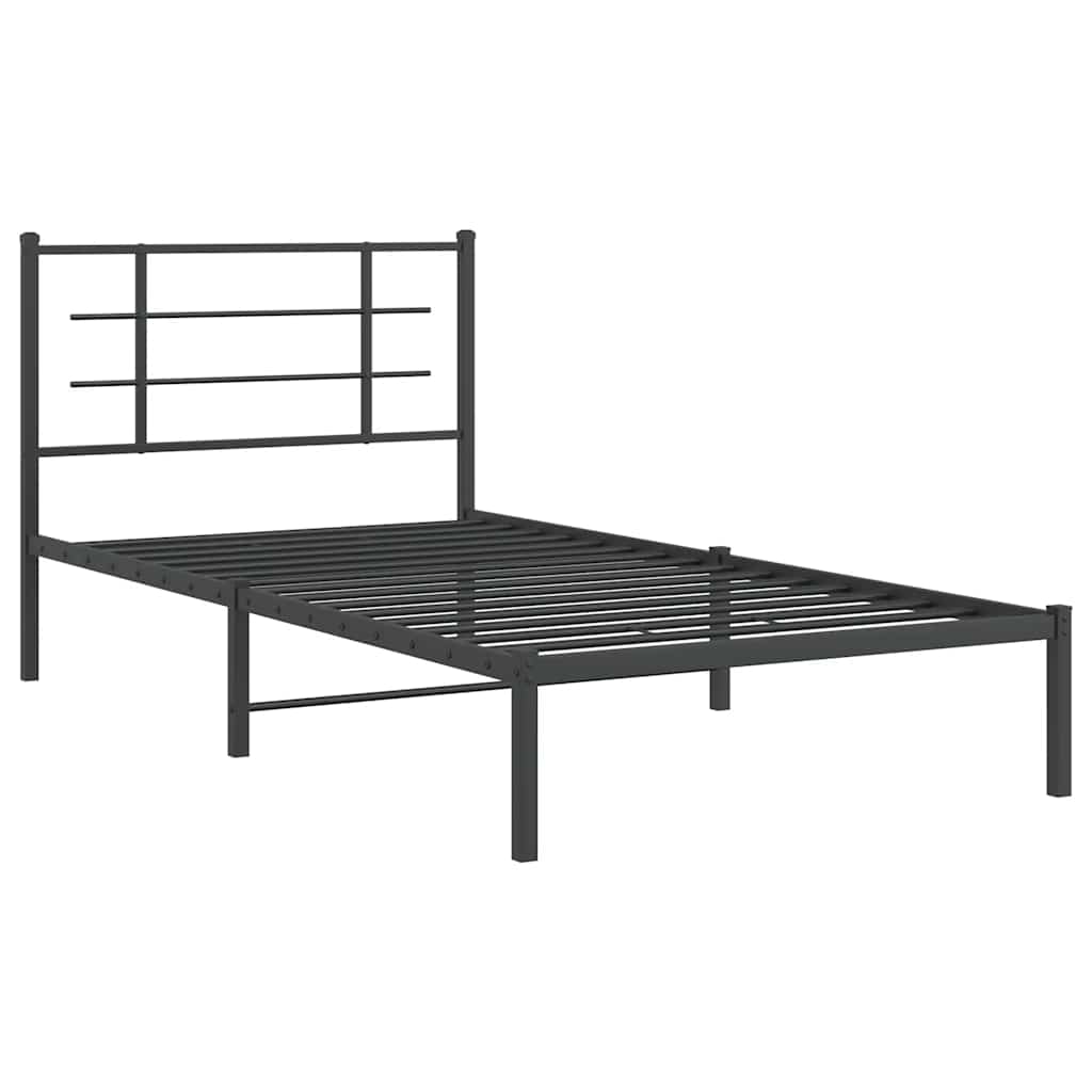 Cadre de lit métal sans matelas avec tête de lit noir 100x200cm - XIOS