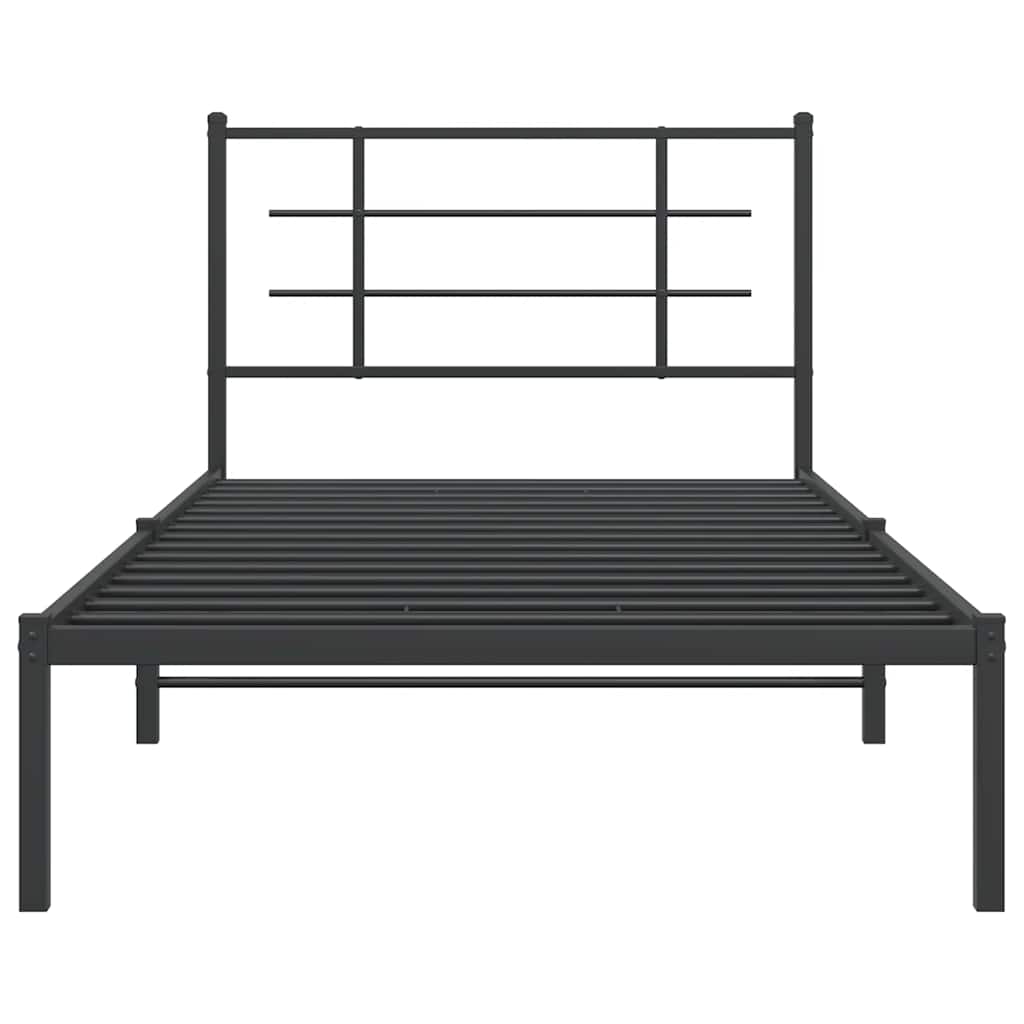Cadre de lit métal sans matelas avec tête de lit noir 100x200cm - XIOS