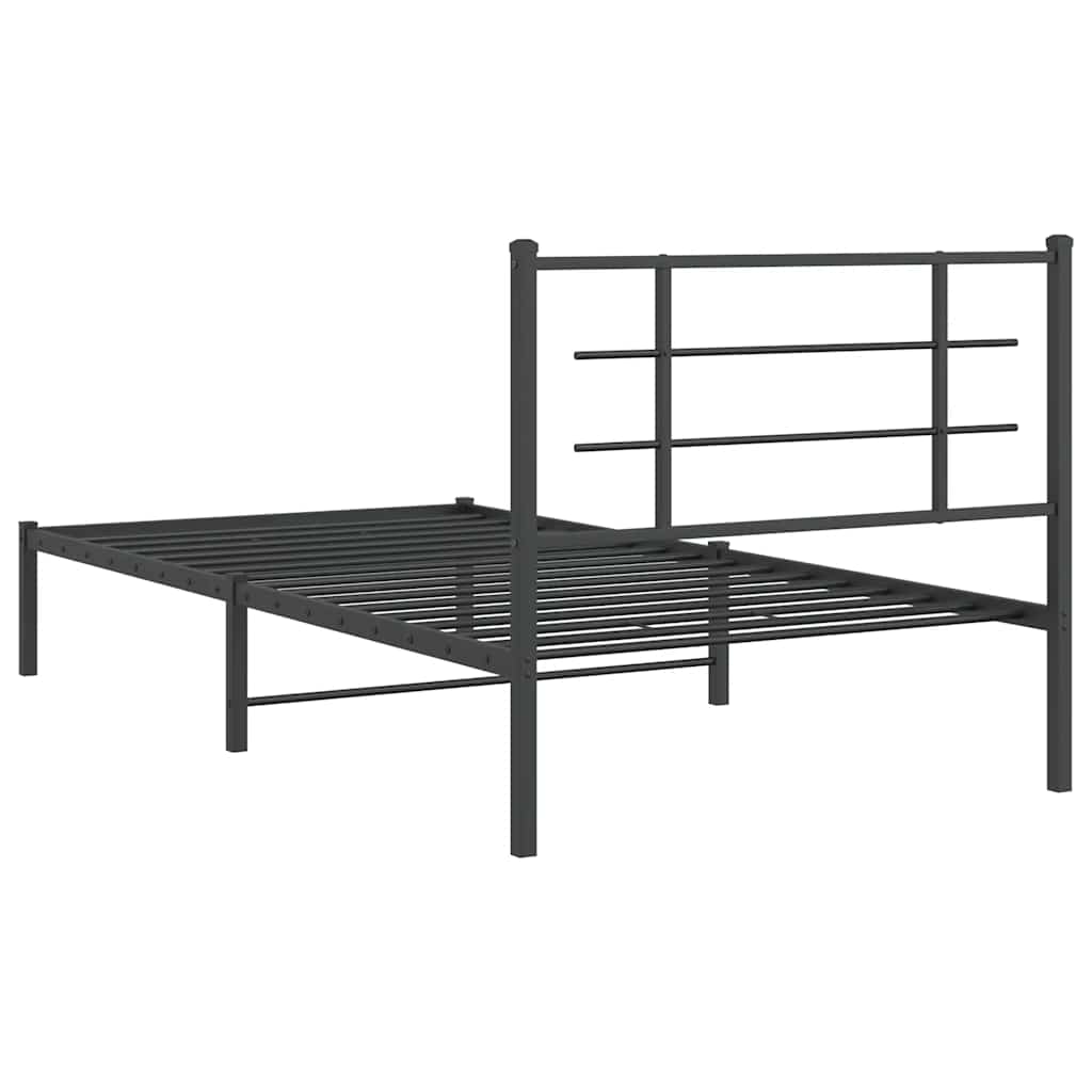 Cadre de lit métal sans matelas avec tête de lit noir 100x200cm - XIOS