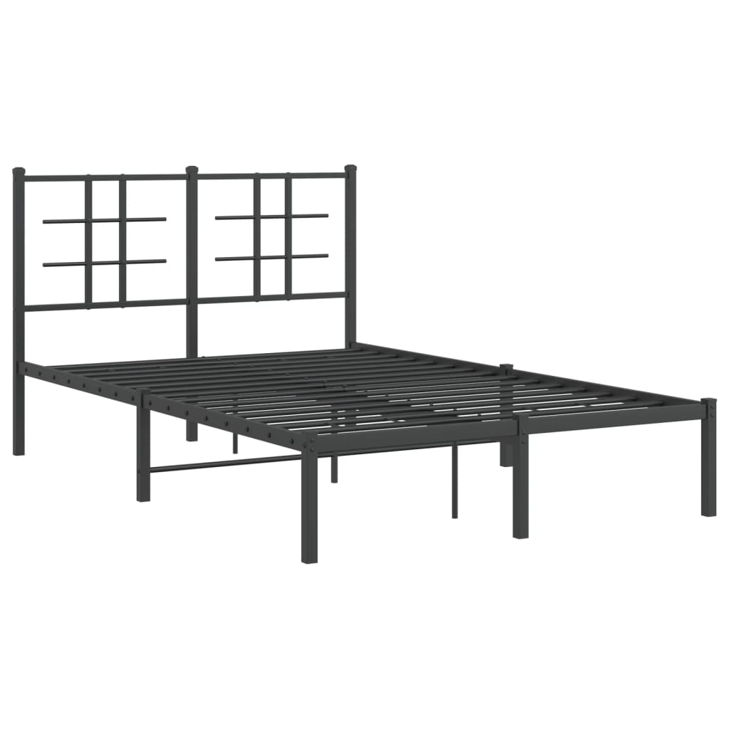 Cadre de lit métal sans matelas avec tête de lit noir 120x190cm - XIOS