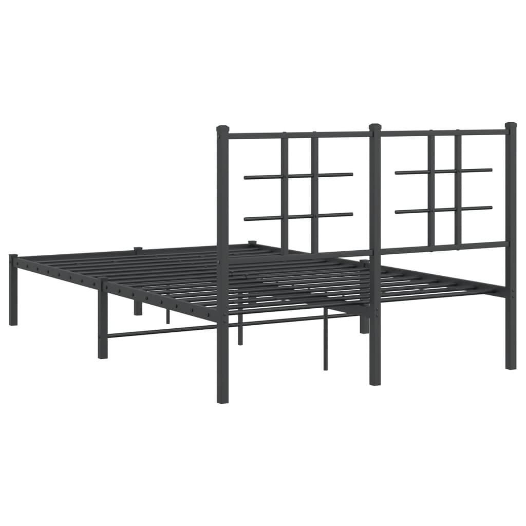 Cadre de lit métal sans matelas avec tête de lit noir 120x190cm - XIOS