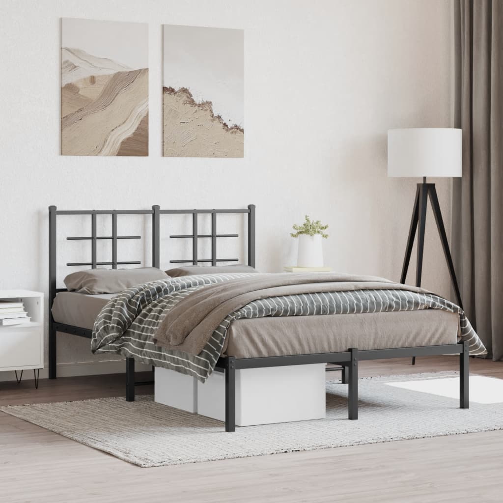 Cadre de lit métal sans matelas avec tête de lit noir 120x200cm - XIOS