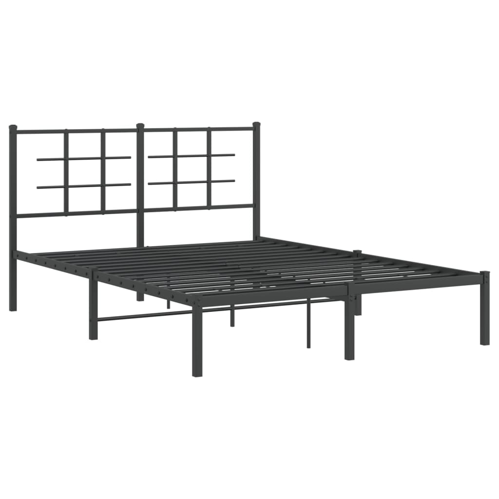 Cadre de lit métal sans matelas avec tête de lit noir 140x200cm - XIOS