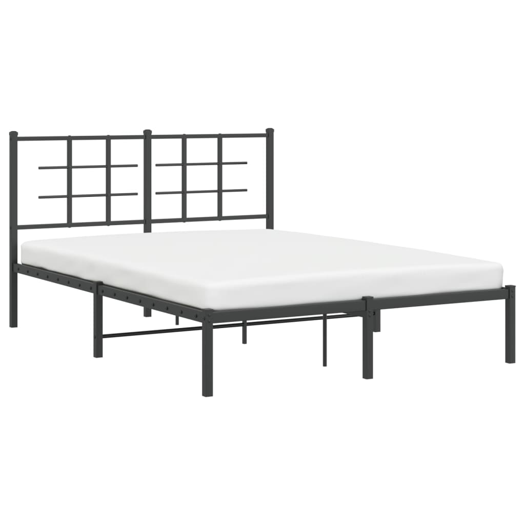 Cadre de lit métal sans matelas avec tête de lit noir 140x200cm - XIOS