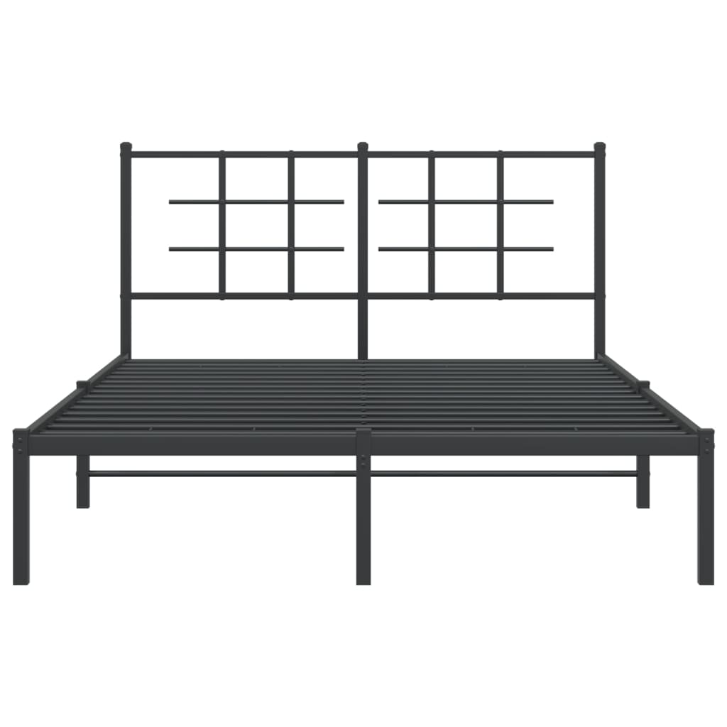 Cadre de lit métal sans matelas avec tête de lit noir 140x200cm - XIOS