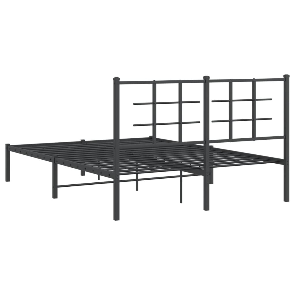 Cadre de lit métal sans matelas avec tête de lit noir 140x200cm - XIOS