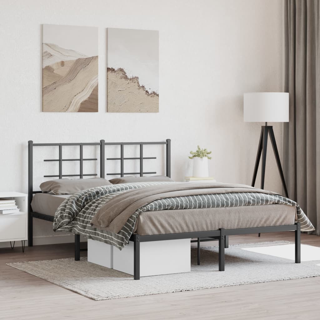 Cadre de lit métal sans matelas avec tête de lit noir 140x200cm - XIOS