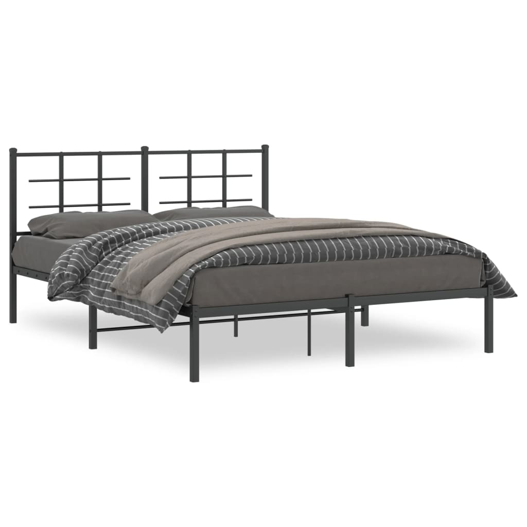 Cadre de lit métal sans matelas avec tête de lit noir 150x200cm - XIOS