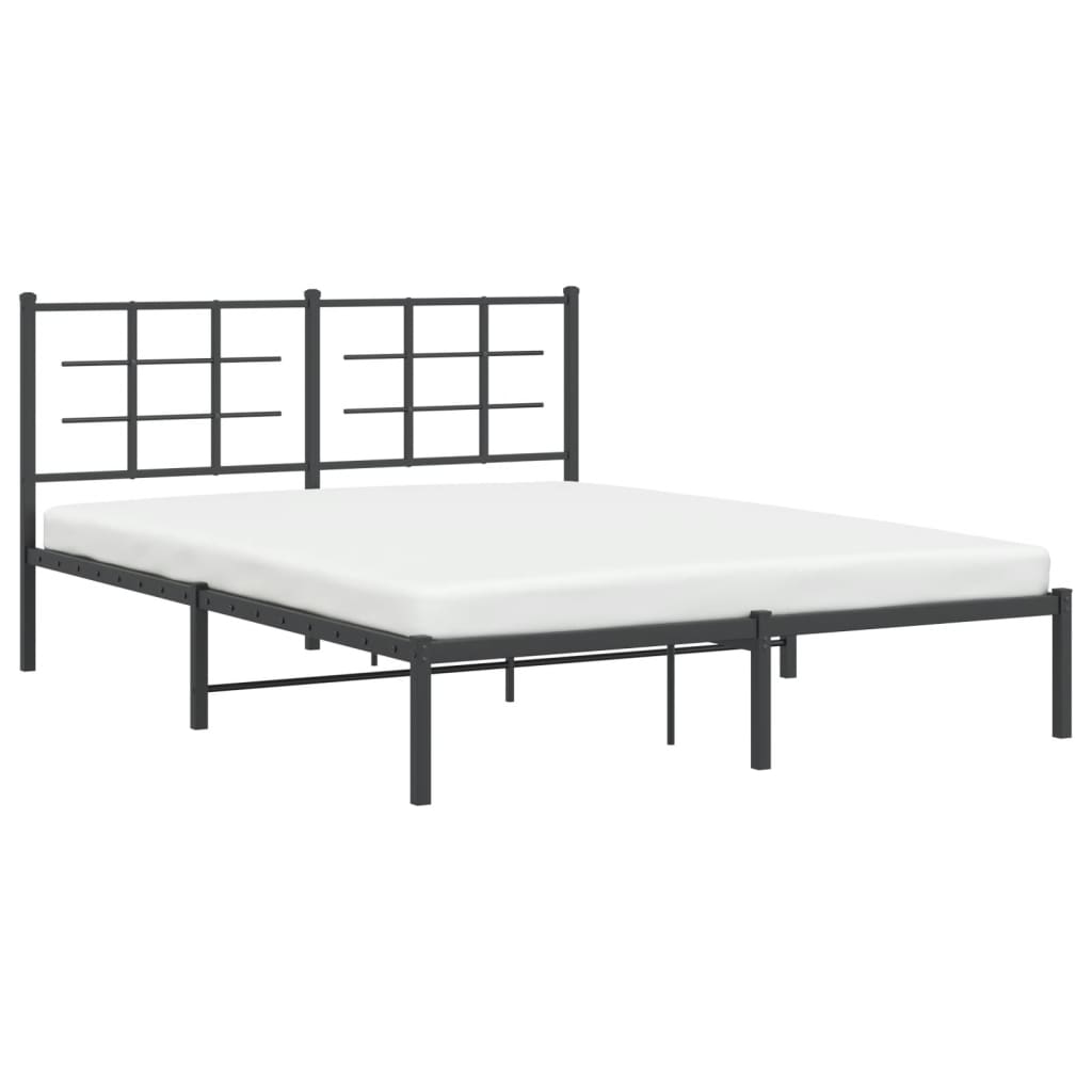 Cadre de lit métal sans matelas avec tête de lit noir 150x200cm - XIOS