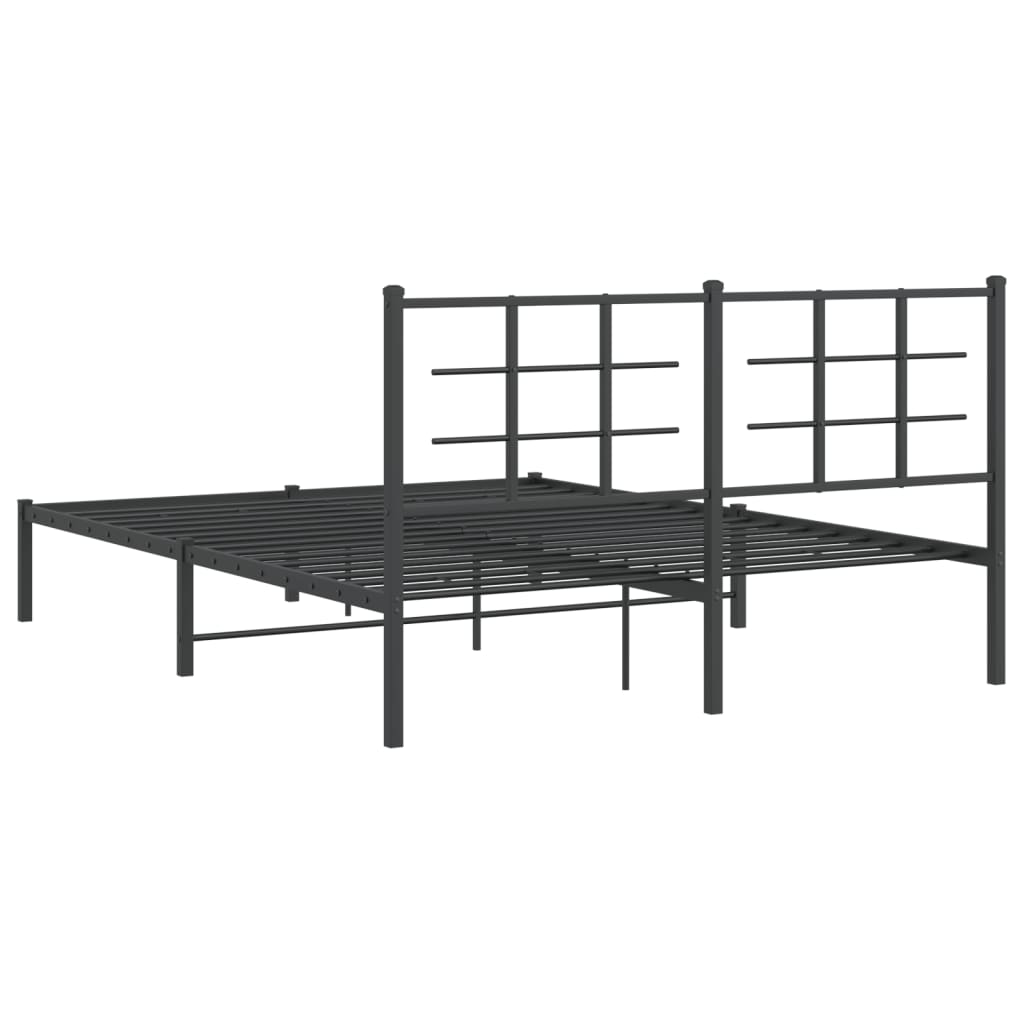 Cadre de lit métal sans matelas avec tête de lit noir 150x200cm - XIOS