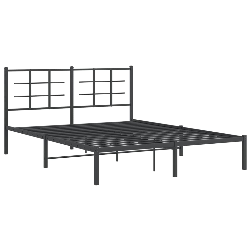 Cadre de lit métal sans matelas et tête de lit noir 160x200 cm - XIOS