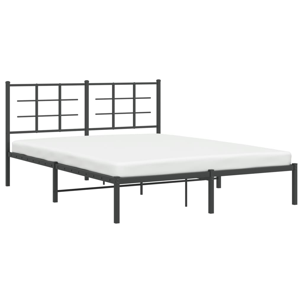 Cadre de lit métal sans matelas et tête de lit noir 160x200 cm - XIOS