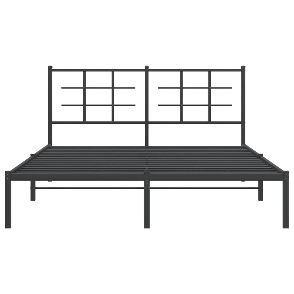 Cadre de lit métal sans matelas et tête de lit noir 160x200 cm - XIOS