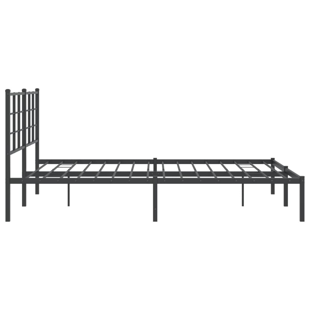 Cadre de lit métal sans matelas et tête de lit noir 160x200 cm - XIOS