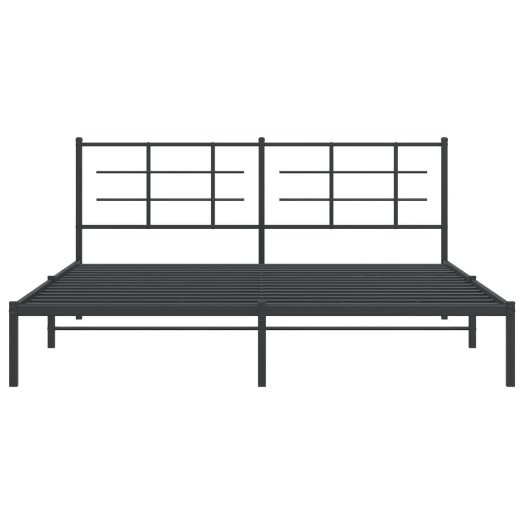 Cadre de lit métal sans matelas avec tête de lit noir 183x213cm - XIOS