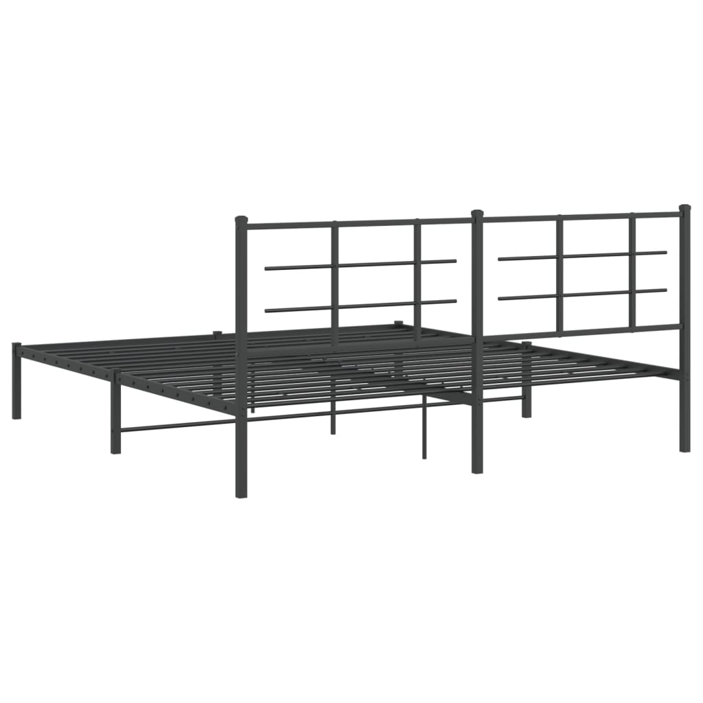 Cadre de lit métal sans matelas avec tête de lit noir 183x213cm - XIOS